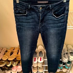 Joe’s Women’s Skinny Jeans, Mid-Rise, Dark Wash, Size 27. Moderately used.